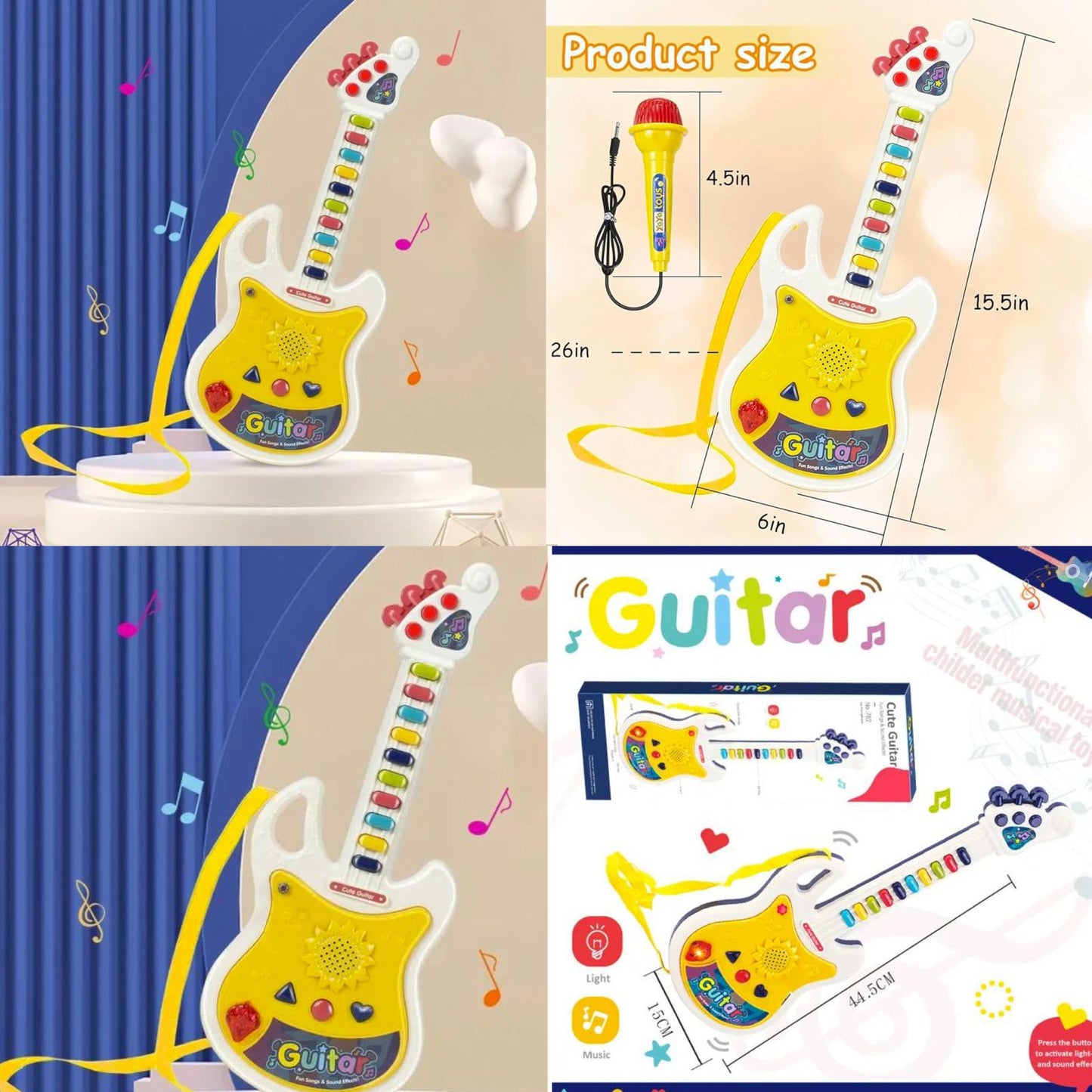 Children's Light & Music Guitar with Microphone