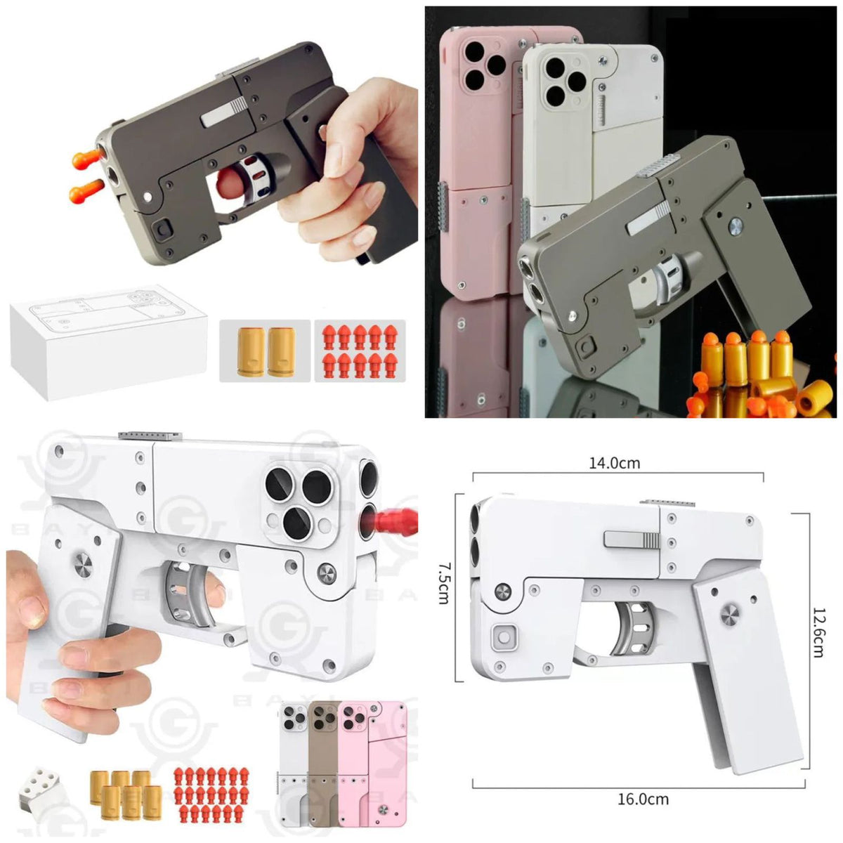 Folding iPhone Soft Bullet Launcher Toy Gun